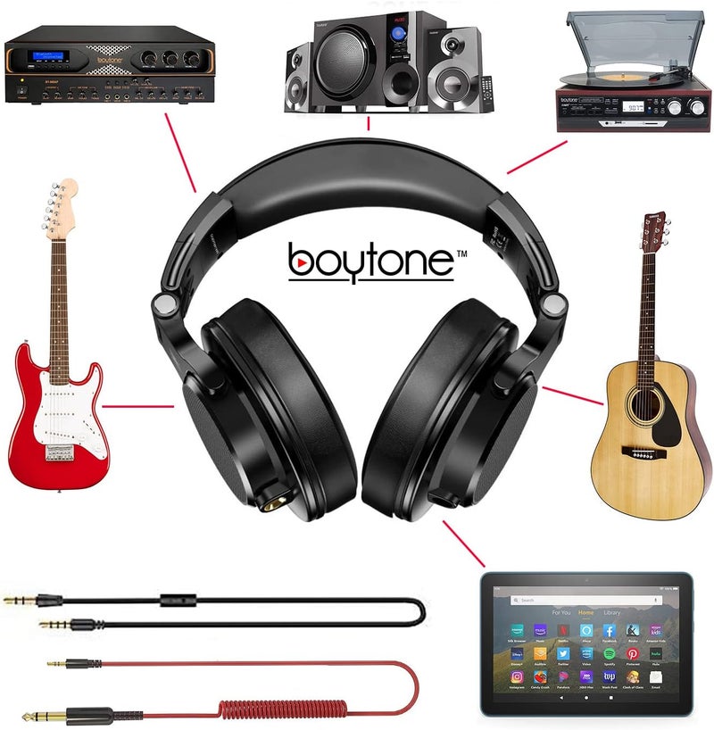 Boytone BT-10BK Wired Over Ear Headphones Studio Monitor & Mixing DJ Stereo Headsets with 50mm Drivers and 1/4 to 3.5mm Audio Jack, Foldable for Computer Audio Mixer, DJ Headphone - Image 5